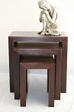 Homescapes Dakota Nest of 3 Tables - 100% Solid Mango Hard Wood Furniture. 46x30x46 cm