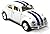 Set of 4 Cars: 5" Classic 1967 Volkswagen Beetle with Racing Stripes 1:32 Scale (Blue/Red/White/Yellow)