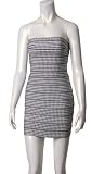 6sense Grey Stripes Multiple Colors Strapless Dress