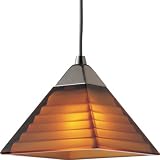 Progress Lighting P6139-09A 12 Volt Low Voltage T4 Mini-Pendant with Pyramid Amber Glass, Brushed Nickel