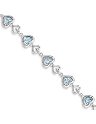 Sterling Silver Diamond & Heart Link Light Swiss BT Bracelet