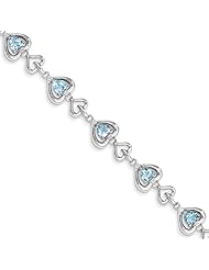 Sterling Silver Diamond & Heart Link Light Swiss Bt Bracelet