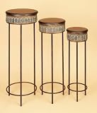 Antique Circular Designed Metal Plant Stand Set of 3