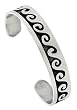 Sterling Silver High Polished Wave Pattern Cuff Bangle Bracelet, 1/2 inch (13 mm) wide.