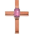 14K Rose Gold Pink Tourmaline Cross Pendant