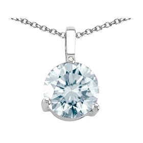 Buy 1.25 cttw Genuine Round Aquamarine Solitaire Pendant - 14kt Yellow Gold by Finejewelers