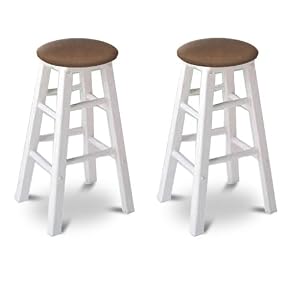 2 Custom Specialty White Barstools (24) (Light Brown Floral) by 