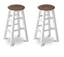 2 Natural White 29" Custom Specialty Barstools with Light Brown Floral Pattern Upholstery!