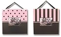 Trend Lab Striped and Dot Two Picture Frame Set in Brown/Pink
