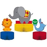 Creative Converting Circus Time Honeycomb Centerpiece Set, 3-Piece