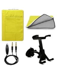 Pillow Edition Protective Quilted Sleeve Cover for Acer Aspire Switch 10 3 in 1 10.1-inch Tablet + Windshield Mount + Auxiliary Cable (Green)