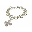 Byzantine Style Silver Link Cross Charm Bracelet