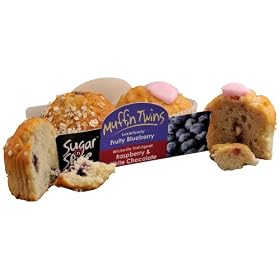 Ashbourne Foods Ltd Sugar n Spice Fruity Blueberry and Wickedly Raspberry and White Chocolate Muffin Twins 110 g (Pack of 12)