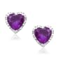 10k White Gold Heart-Shaped Amethyst with Diamonds Heart Earrings