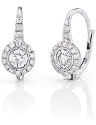3/4 Ct, F Color, SI2 Clarity, GIA Certified, Round Cut, Diamond Earrings in 18K Gold / White