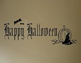 Halloween Decoration Wall Decals Happy Halloween with bats and pumpkin