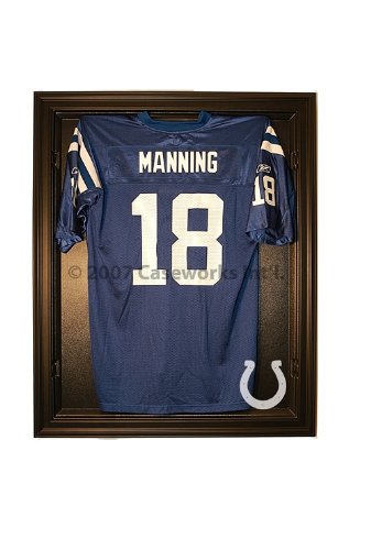 Indianapolis Colts Football Jersey Display Case Cabinet Style with Black Finish Frame