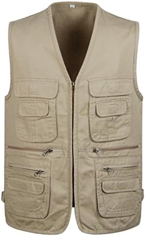 Men's Casual Outdoor Fly Fishing and Photographer Vest Waistcoat Khaki
