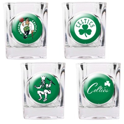 NBA Boston Celtics Four Piece Square Shot Glass Set (Individual Logos)