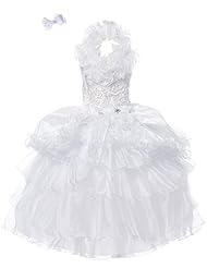 Girls Organza/Taffeta Lace-Up Corset   Waistline Floor Length Pageant Dress  With a Ribbon 