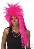 Ladies 80s Pink Punk Rocker Mullet Wig