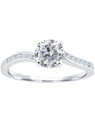 1.14 Ct Round H/I Diamond White Topaz 925 Sterling Silver Ring