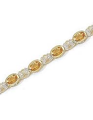 14kt Yellow Gold Oval Citrine and Diamond Bracelet