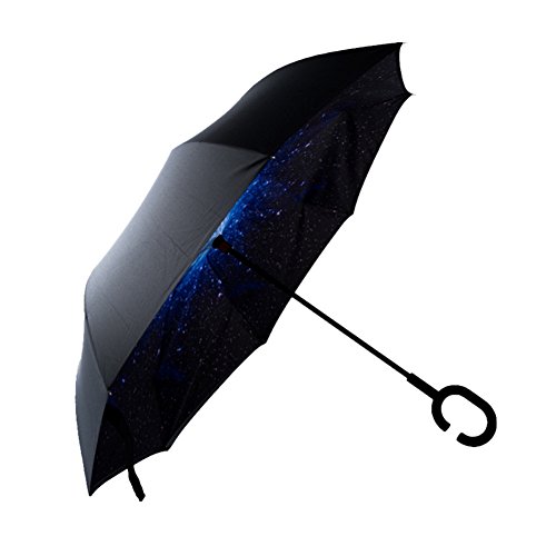 Stick Umbrella, PYRUS Anti-UV Sun Umbrella C Shape Handle Double Layer Rain Hook Umbrella