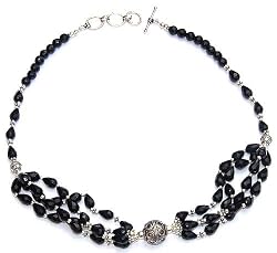 Sterling Silver Black Onyx Necklace 19 inches (gnklc248)