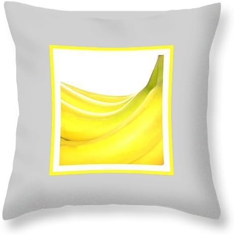 Banana I Yellow Fruit Print Throw Cushion Case Cover Grey/Gray 2 26"x26"