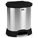 Rubbermaid Commercial Stainless Steel 30 Gallon Step-On Waste Container, Oval, 20.38" Width x 22.75" Length x 34.25" Height, Black