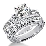 14K White Gold Round Cut Diamond Matching Bridal Set