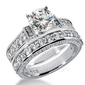 14K White Gold Round Cut Diamond Matching Bridal Set (1.82ct.tw, HI Color, SI2-3 Clarity)