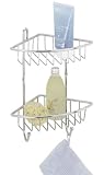 Wenko 16820100 Eckregal Milano - 2 Haken, 2 Ablagen, Chrom, 22.5 x 30 x 16.5 cm