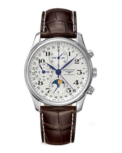 LONGINES Watch:Longines Chrono homme acier et cuir - Mouvement Automatique # - L2.673.4.78.3 - Images
