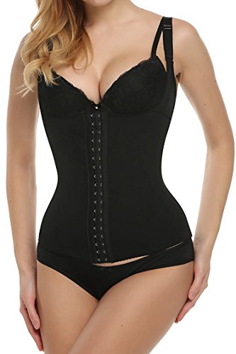 Ekouaer Women's Steel Boned Waist Cincher Vest Shaper Slimmer Latex Corset