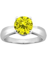 1.10 Ct Round Canary SI1/SI2 Diamond 14K White Gold Ring