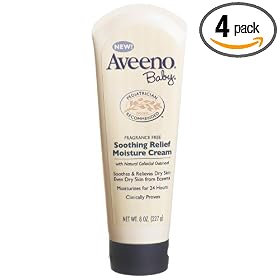 Aveeno Baby Soothing Relief Moisture Cream, Fragrance Free, 8-Ounce Tubes  (Pack of 4)Aveeno Baby Soothing Relief Moisture Cream, Fragrance Free, 8-Ounce Tube