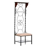 SEI Martinique Entryway Storage Bench, Espresso with Black Frame