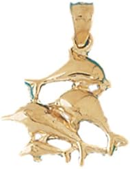 Dazzlers Solid 14 karats gold Dolphins Charm Pendant Available in three colors from jewelsberry (weights: 2.3 grams only)