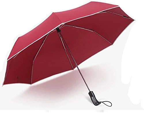 HeartAcc High Quality Fully Automatic Umbrella 3 Fold Auto Open/Close Umbrella Windproof Rainproof with Retail Package (Red)