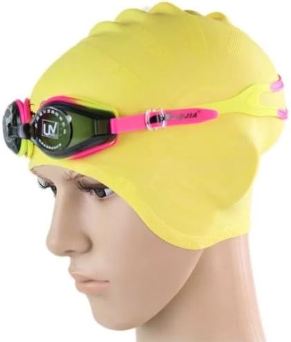 Swimming Swim Cap Silicone and Anti-fog Swimming Goggle for Men and Women (yellow)