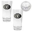 NFL Oakland Raiders Two Piece Pint Ale Glass Set with Football Bottom - Oval Logo