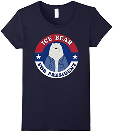 Women's Ice Bear For President Tee Large Navy