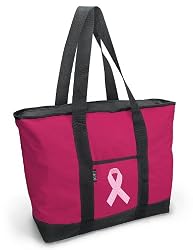 Pink Ribbon Pink Tote Bag Breast Cancer Support - For Travel or Beach Best Unique Gift Ideas for Her, Women, or Ladies