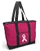 Pink Ribbon Pink Tote Bag Breast Cancer Support - For Travel or Beach Best Unique Gift Ideas for Her, Women, or Ladies