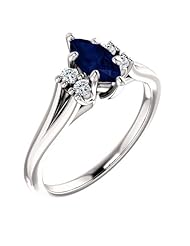 18K White Gold 8.00x4.00mm Marquise Cut Sapphire and Diamond Ring -- LIFETIME WARRANTY