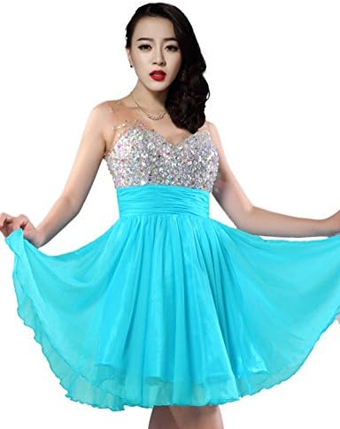 Yacun Girl's Fashion Rhinestone Chiffon Petite Homecoming Dress