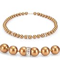 Genuine Swarovski Crystal Pearl Necklace with Rondelle - Copper (8mm)