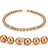 Genuine Swarovski Crystal Pearl Necklace with Rondelle - Copper (8mm)